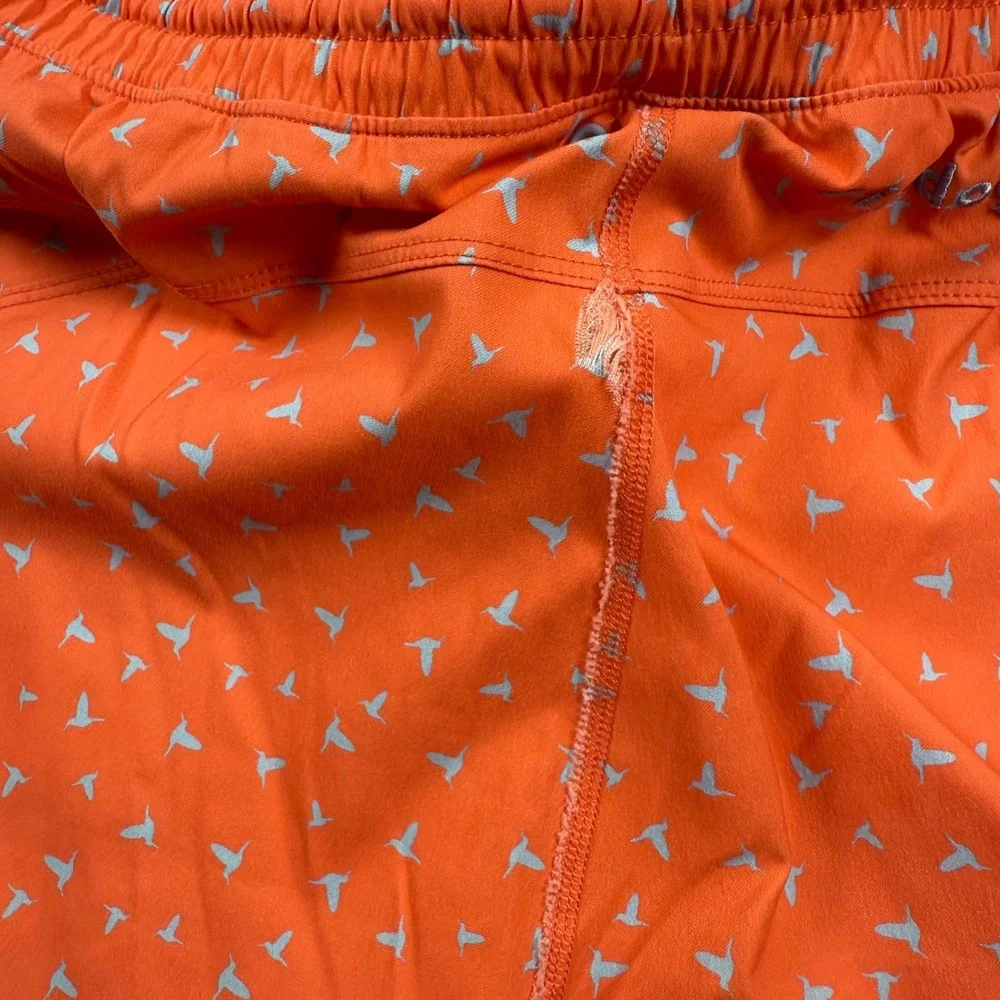 Birddogs Gym Shorts Mens 3XL Orange Bird Print Lined 9in Inseam Athletic